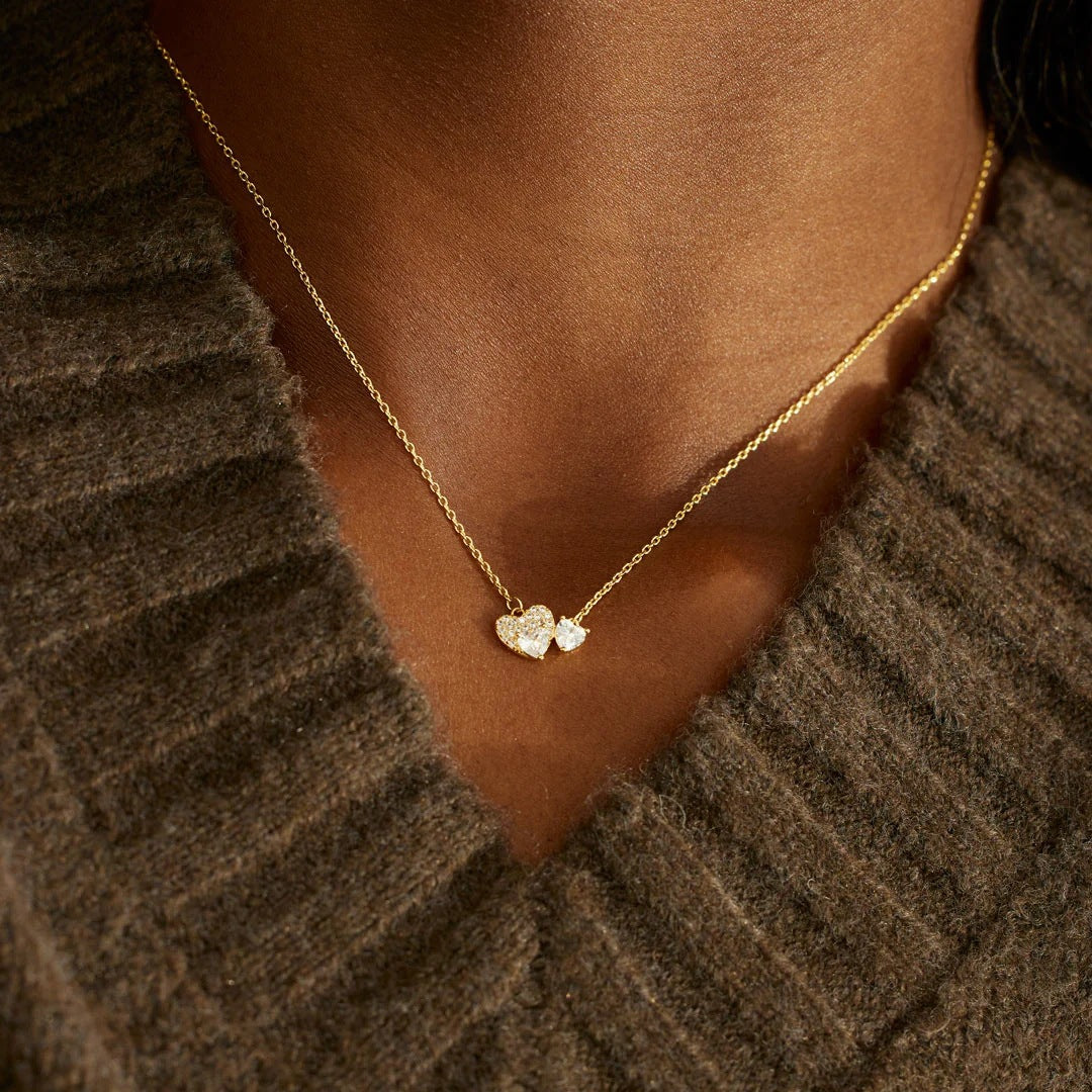 18K Gold-Plated 925 Sterling Silver Zircon Heart Necklace